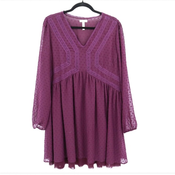 Matilda Jane Purple Pleated Sundress with Bishop Sleeves Size Medium - Picture 1 of 9